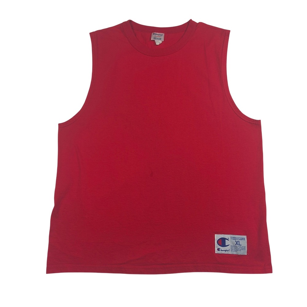 Champion Mens Red Sleeveless Muscle T-Shirt XL T1099-040 Cotton Sportswear